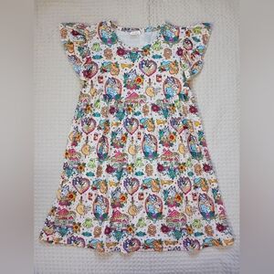 Colorful Day of the Dead Print Dress - White Base with Bright Accents